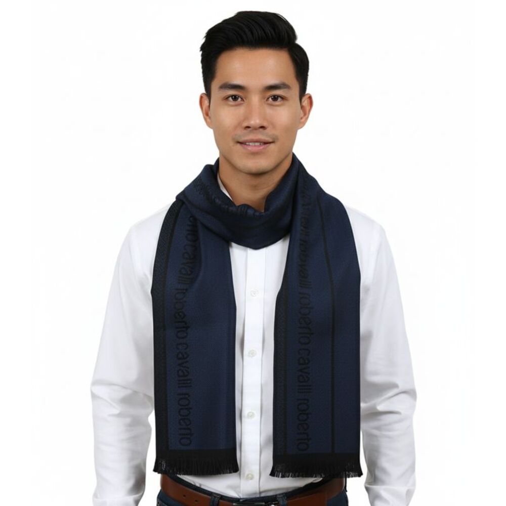 Roberto Cavalli ESZ062 04517 Royal Wool Blend Signature Mens Scarf